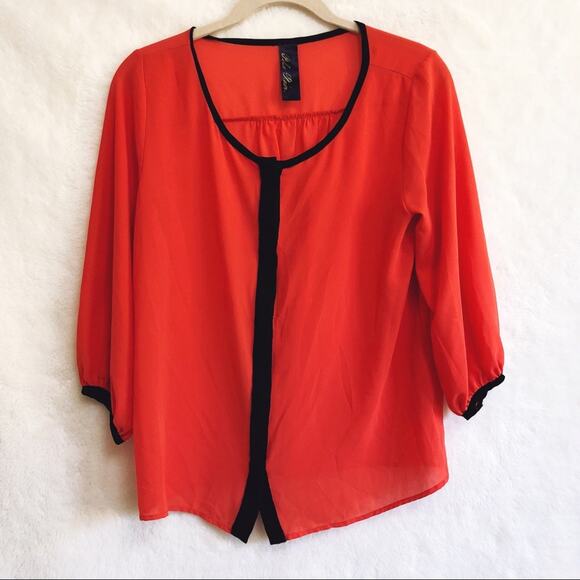 Blue Rain Coral and Blue Button Long Sleeve Top - Picture 5 of 8